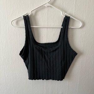 Aerie Black Ribbed Crop Top